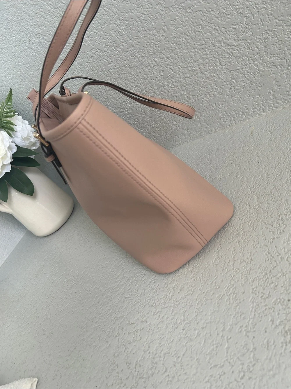 Michael Kors Dusty Rose Saffiano Tote with Gold Hardware
